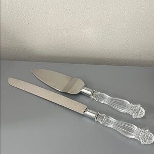 Vintage Silver and Clear Serving Utensil Set